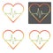 Multicolored flat design vectors of heartbeat with various outli