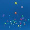 Multicolored flying balloons directed to the blue sky during party celebration