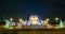 Multicolored fountain of the friendship of nations on VDNKH at night, Moscow, Russia.