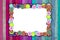 Multicolored Frame on Pink and Blue Background