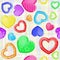 Multicolored funny hearts pattern