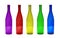 Multicolored glass bottles