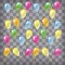 Multicolored glossy balloons isolated on chequered background