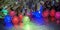 Multicolored glowing Christmas balls garlands close-up