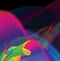 Multicolored, graphic, abstract background created from overlapping curved lines