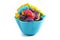 Multicolored Gummy Tree Frog Candies on a White Background