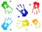 Multicolored hand prints