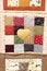 Multicolored handmade patchwork rugs.