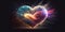 Multicolored Heart Shaped Firework Cloud Conceptual AI Generated