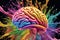 Multicolored human brain exploding with colors. Brain creativity concept. Generative AI.