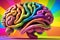 Multicolored human brain on a rainbow background. Brain creativity concept. Generative AI.