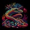 Multicolored illustration of dangerous snake. AI generative