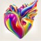 Multicolored illustration of heart. AI generative