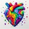 Multicolored illustration of heart. AI generative