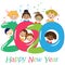 Multicolored illustration with kids to celebrate the new year,