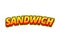 Multicolored inscription sandwich in pop-art style for printing and decoration of the monster menu. Vector illustration.