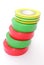 Multicolored insulating tapes on white background