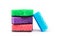 Multicolored kitchen sponges for cleaning isolated on a white background, set of wash tools