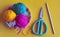 Multicolored knitting yarn balls