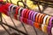 Multicolored locks symbol of love on the fence