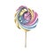 Multicolored meringue on a stick. Watercolor illustration. An isolated object from a large set of SWEETS. For decoration