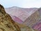 Multicolored mountains in the Valley of Markah in Ladakh, India.