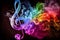 Multicolored musical key made of smoke. Generative AI, Generative, AI