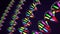 Multicolored neon light-like twisted DNA strand made of glass and metal