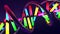 Multicolored neon light-like twisted DNA strand made of glass and metal