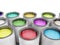 Multicolored Paint Cans on White background