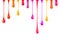 Multicolored paint drips. Stock vector illustration. Gradient mesh.