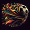 Multicolored painting of powerful football cup or soccer shot. AI generative