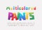 Multicolored paints alphabet square shape font rainbow bright gradient colors. Uppercase and lowercase letters, numbers