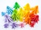 Multicolored paper Christmas tree white background