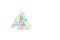 Multicolored paper clips in the form of a triangle on white background. Decorative paper clips in pink, yellow, green, red and
