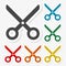 Multicolored paper stickers - Scissors icon