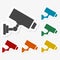 Multicolored paper stickers - Security camera icon