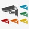 Multicolored paper stickers - Security camera icon