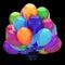 Multicolored party balloons bunch. colorful happy birthday decoration shiny