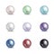 Multicolored pearls. Vector jewellery nacre beads isolated on white background