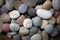 Multicolored pebbles on seashore for bacground