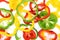 Multicolored peppers background