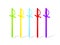 Multicolored plastic food skewers in rapier shape