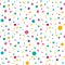 Multicolored polka dot seamless pattern.