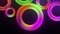 Multicolored Pop Neon Glow Rainbow Spectrum Rings Illusion Pattern Technology Loop. 4K 3D Seamless Looping Motion Graphic Video.