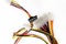 Multicolored power cable with white connector on isolated background