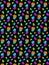 Multicolored puzzle elements on black background, seamless texture
