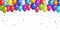 Multicolored realistic balloons and falling confetti