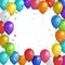 Multicolored realistic balloons and falling confetti