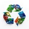 Multicolored Recycling Arrows Button Logo Recycle Symbol Environmental Glass Waste Rubbish Design Garbage Graphic